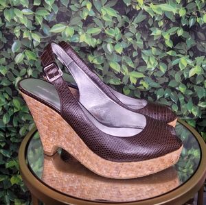 Banana Republic Shoes Platform Peep Toe Womens Size 8.5 Brown